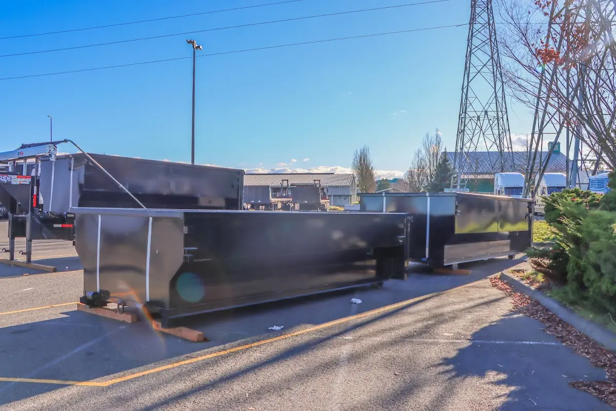 Roll-off dumpster ready for waste disposal at job site for Yard Waste Dumpster Rental in Massanetta Springs